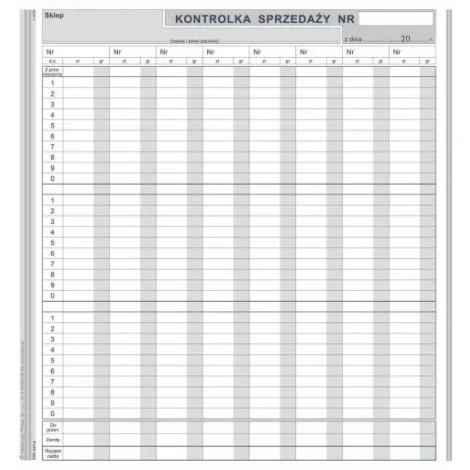 Druk MiP Kontrolka Sprzedaży 2/3 A4/40 - 2